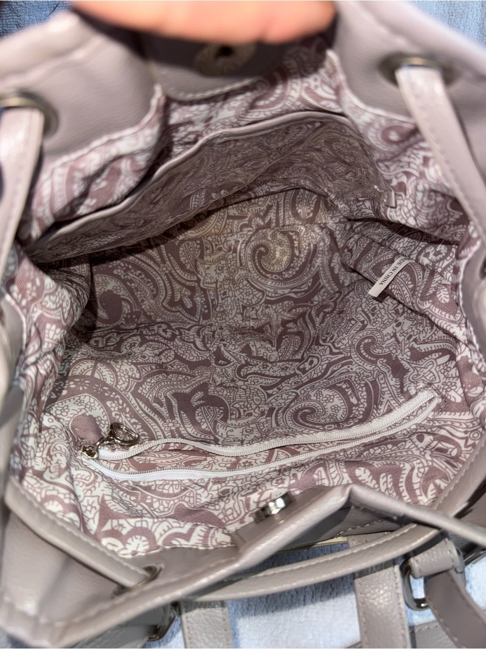 Taupe Chevron Drawstring Mini Backpack - Picture 5 of 5
